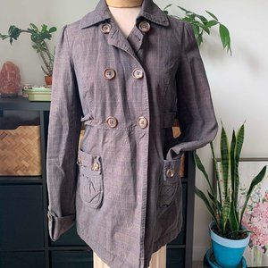 Aeropostale Pea Coat Brown Plaid Size: S